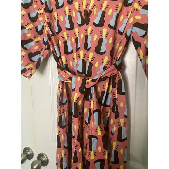 Odeeh Guitar Print Dress Pink Flamingo Size 32 - Picture 4 of 12